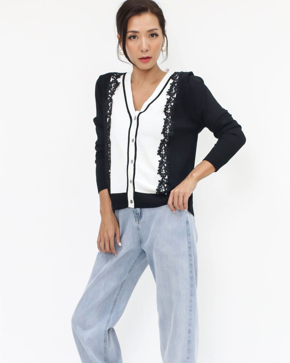 black & ivory lace knitted cardigan *pre-order*