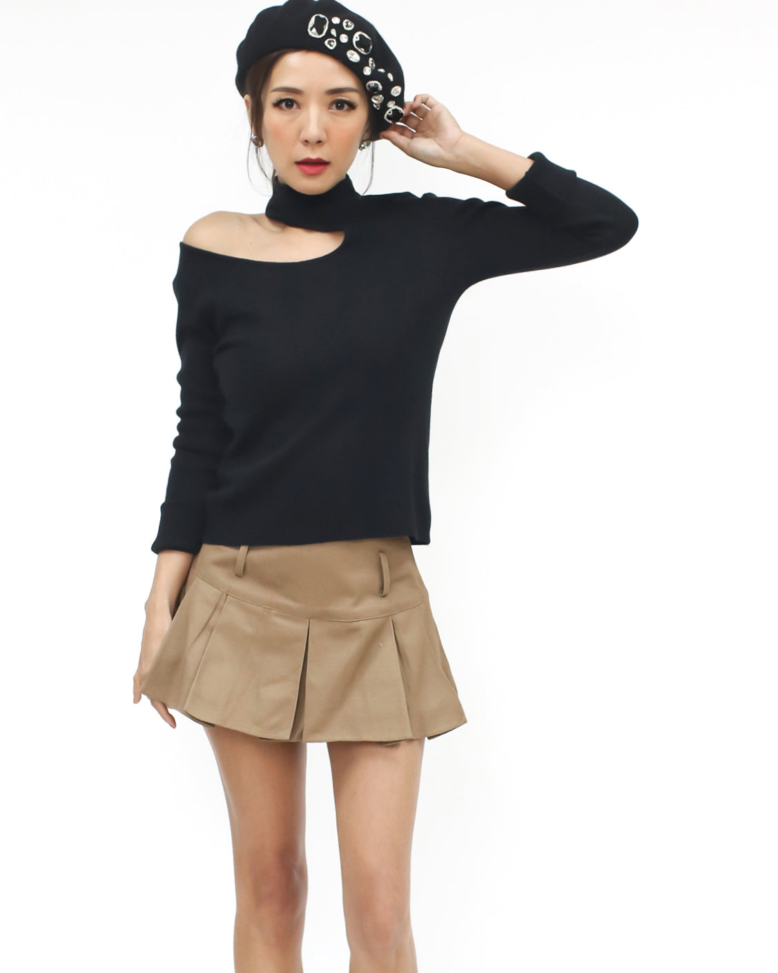 black diamonds wool blended beret – STYLEGAL