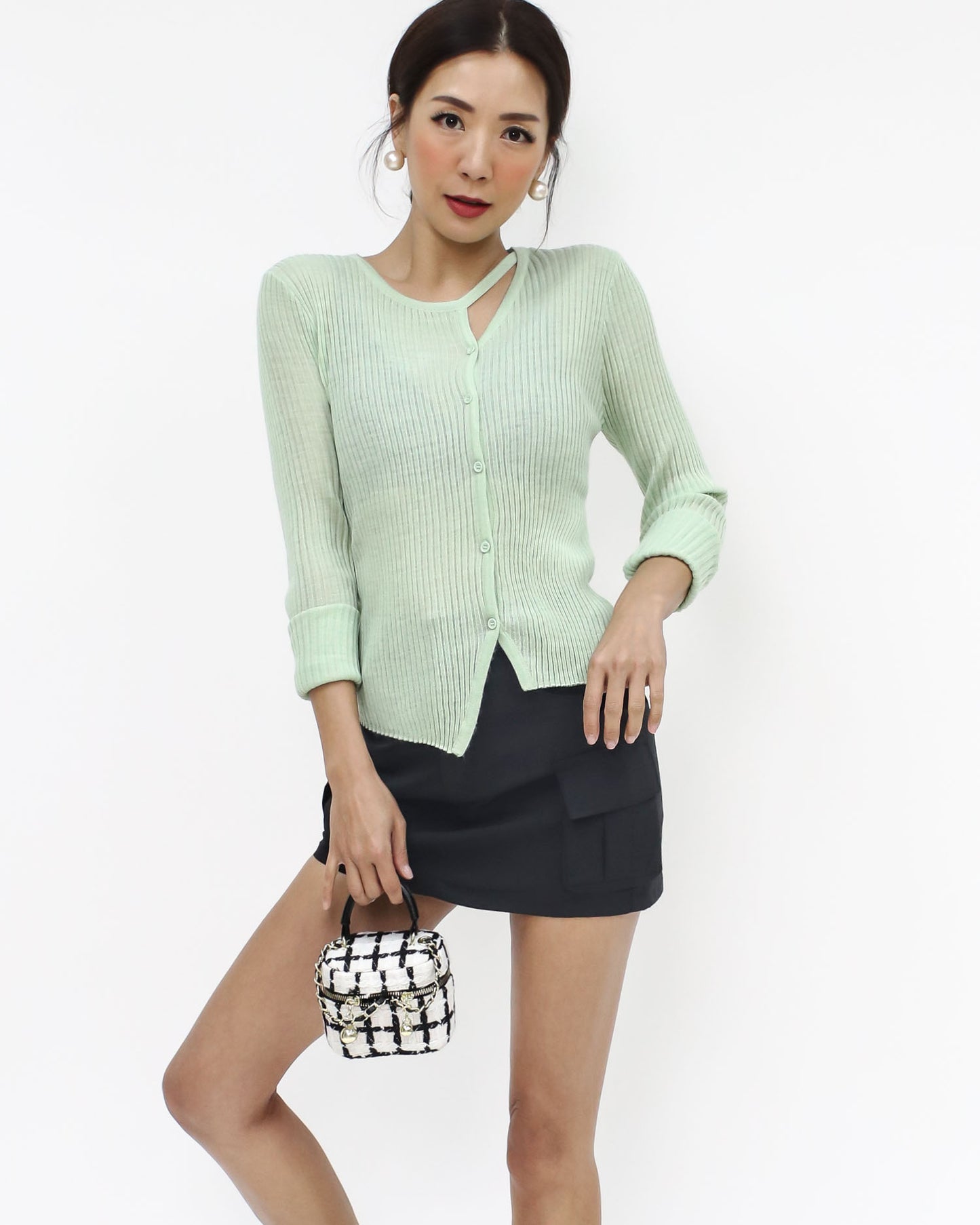 light green fine knitted top