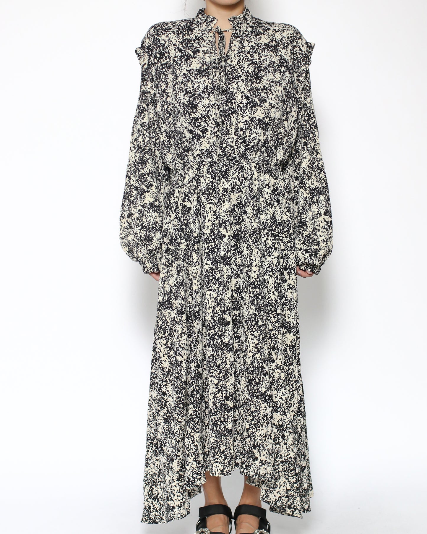 black floral chiffon dress *pre-order*