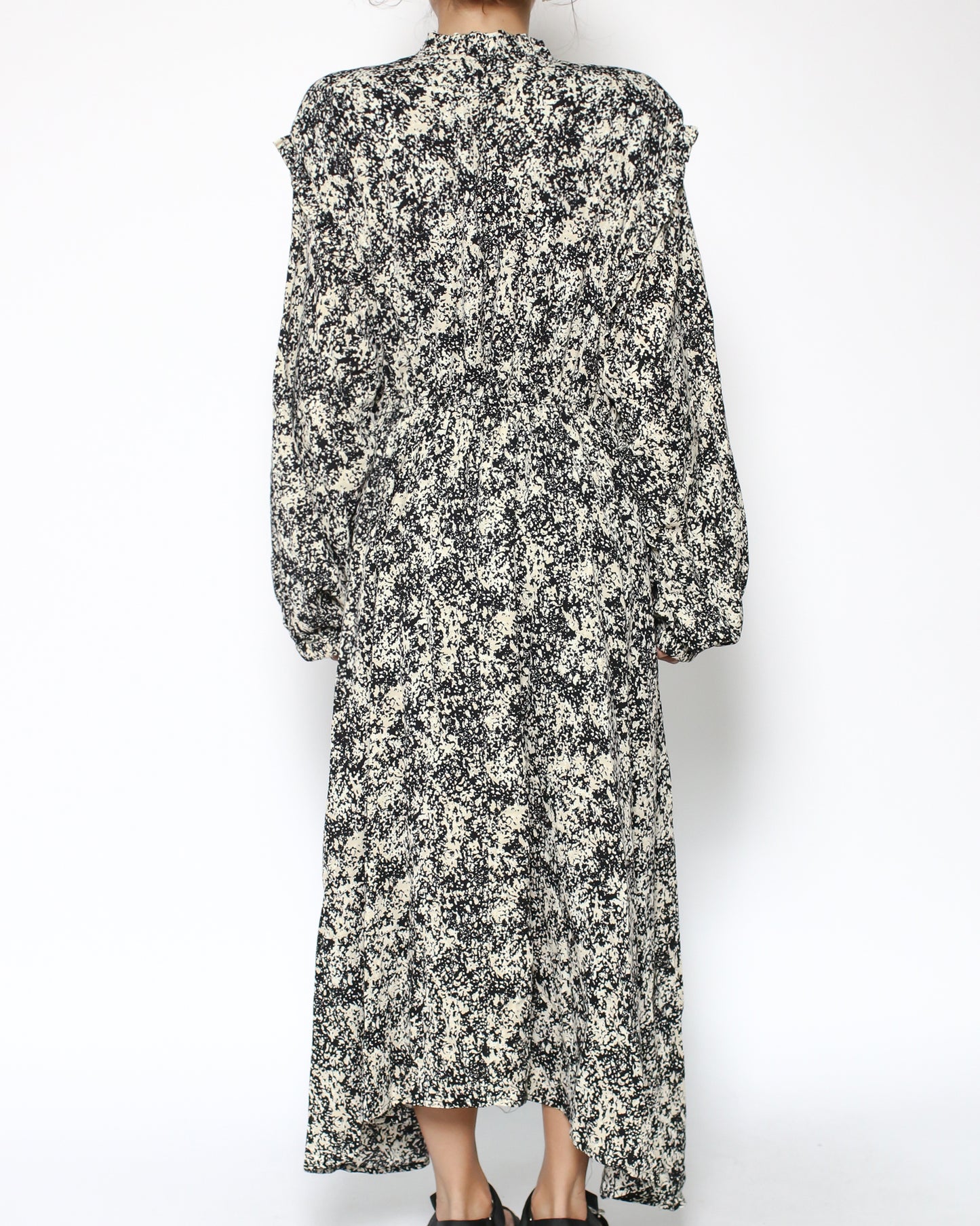 black floral chiffon dress *pre-order*