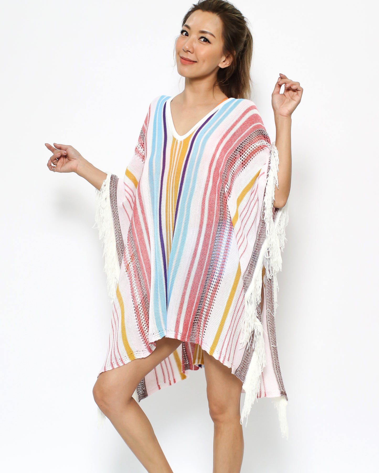 stripes knitted tassels cover up dress *pre-order*
