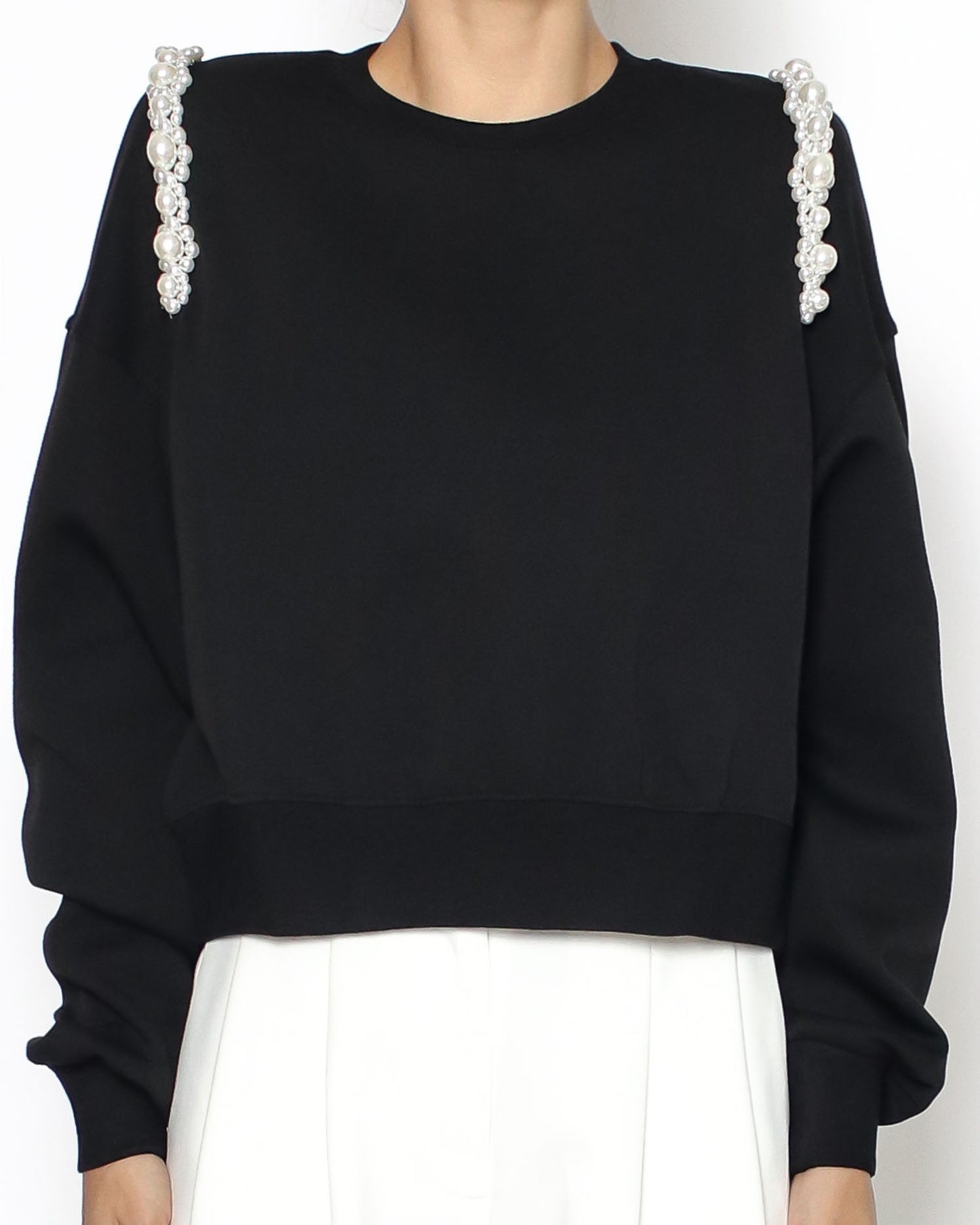 black pearls shoulders sweatshirt