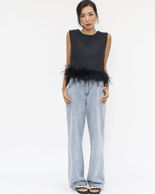 black feather hem vest *pre-order*