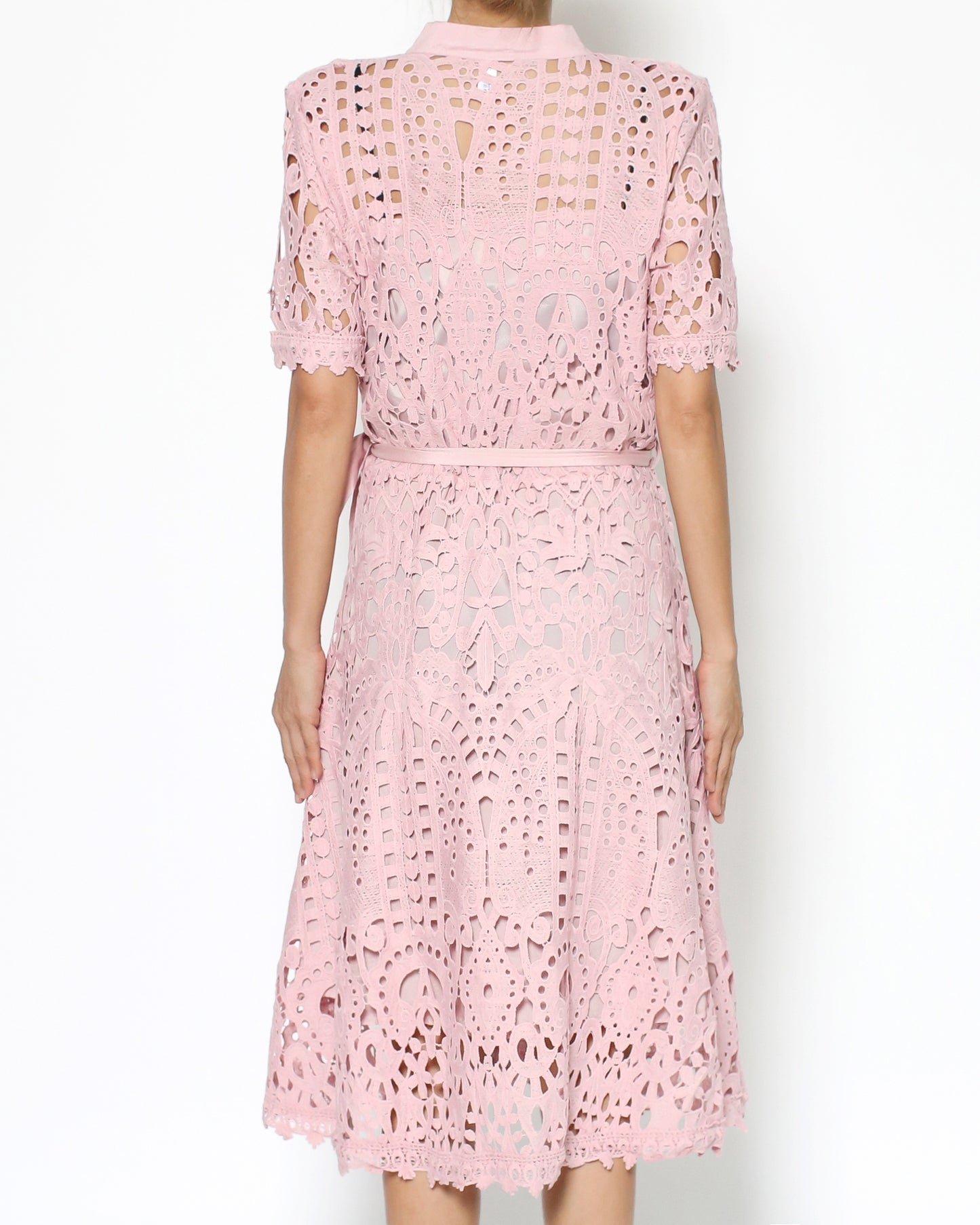 pink crochet dress with belt *pre-order*