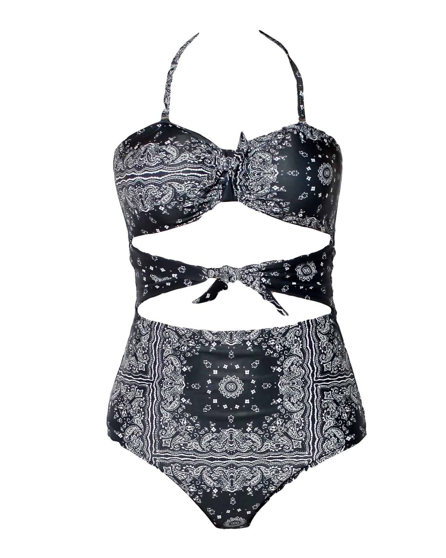 black banana printed cutout tie-up front one piece swimwear *pre-order*