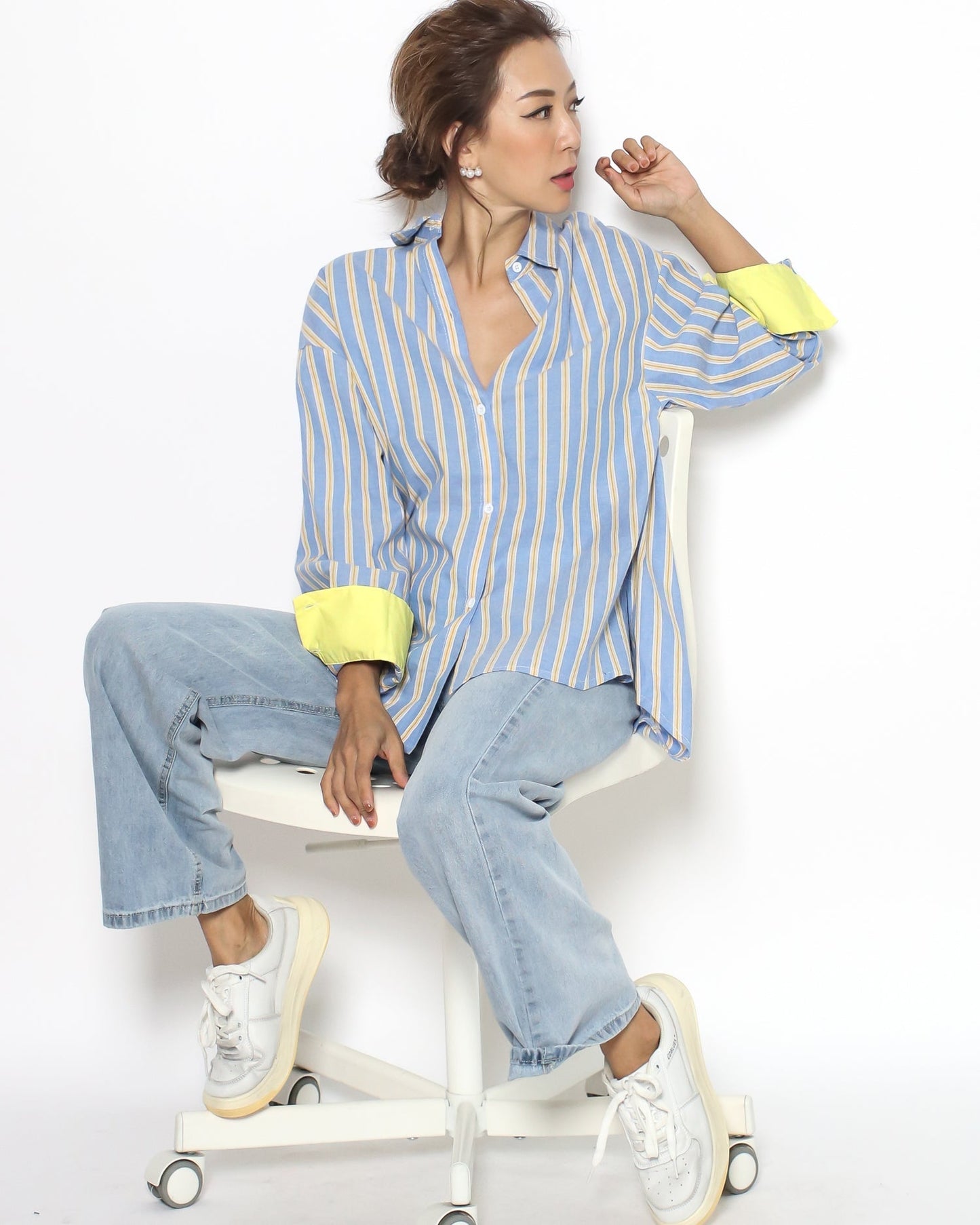 blue & yellow stripes w/ bright yellow cuffs shirt *pre-order*