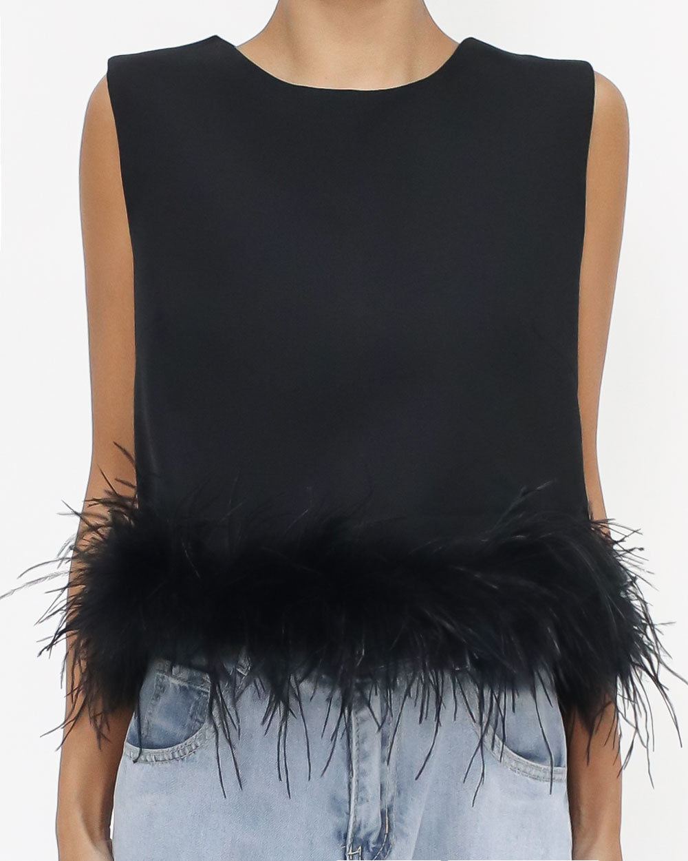black feather hem vest *pre-order*