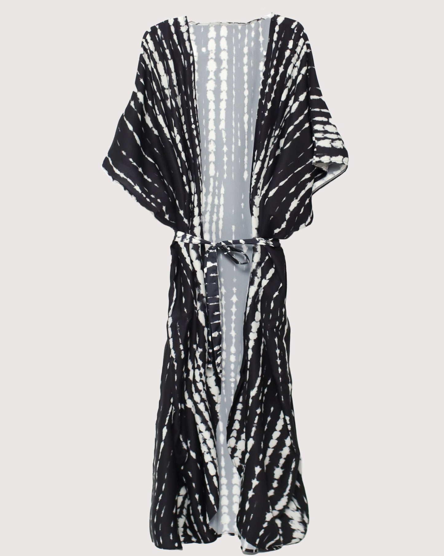 black printed longline kimono cover up with tie-up *pre-order*