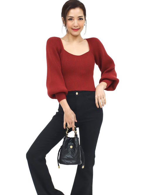 red knitted cropped top *pre-order*