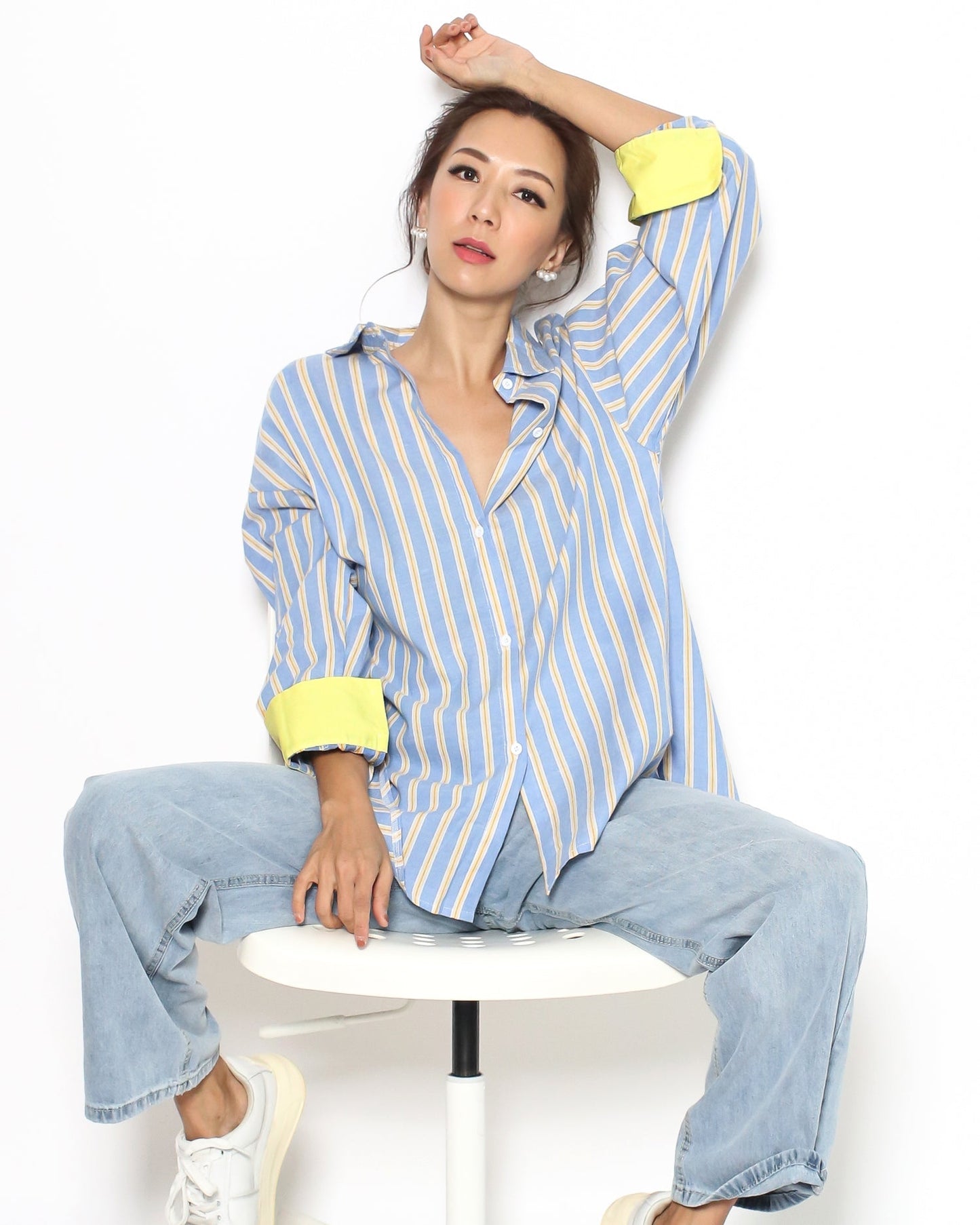 blue & yellow stripes w/ bright yellow cuffs shirt *pre-order*