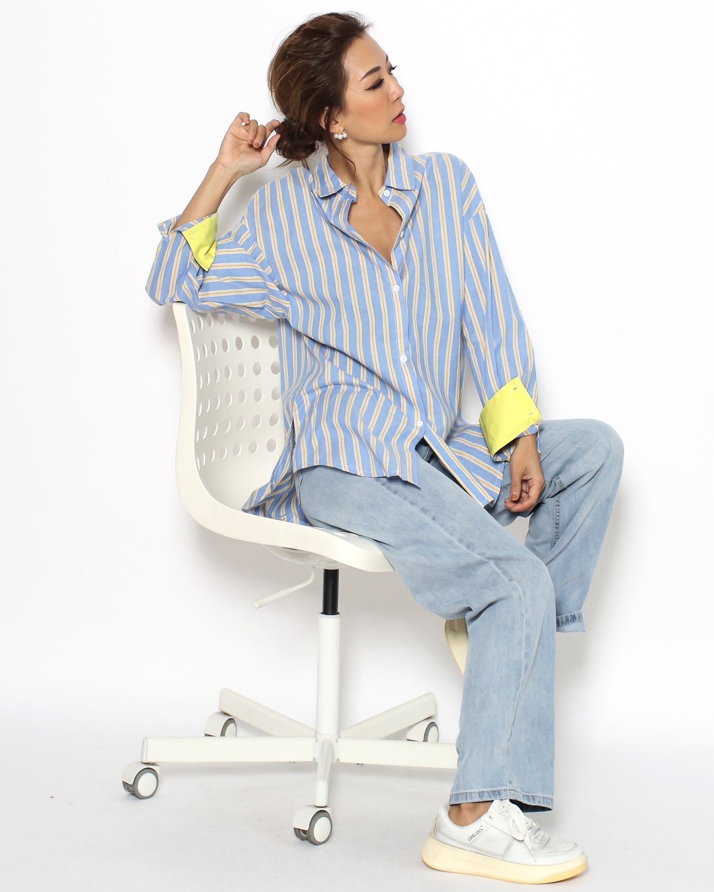 blue & yellow stripes w/ bright yellow cuffs shirt *pre-order*