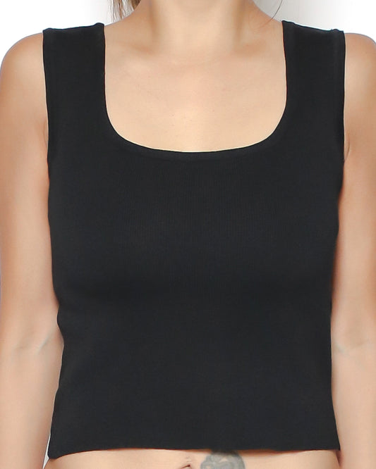 black square neck knitted basic vest *pre-order*