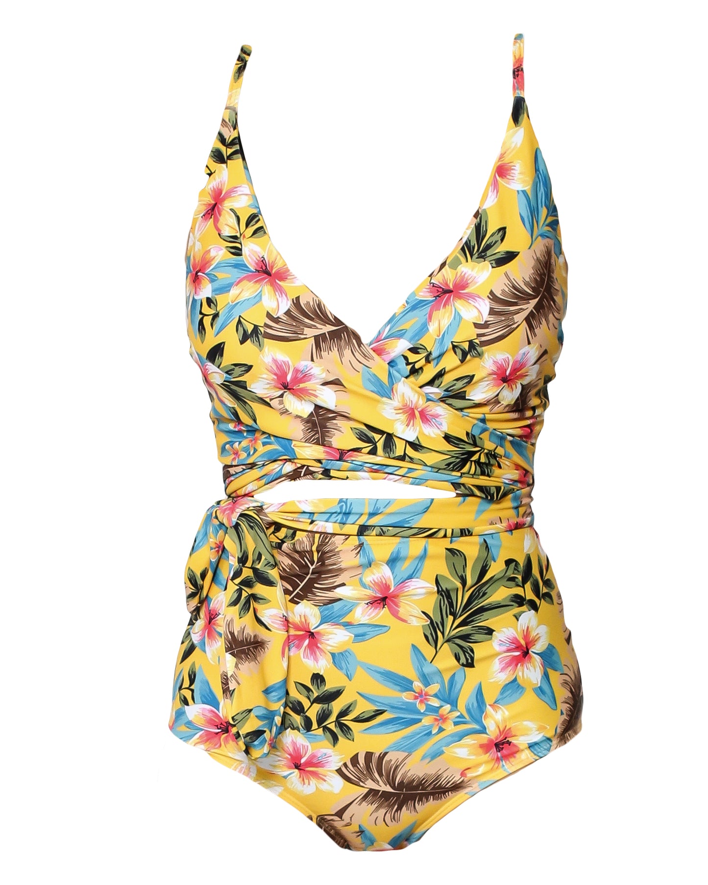 yellow floral wrapped one piece swimsuit *pre-order*