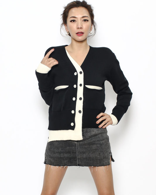 black & ivory layers knitted cardigan *pre-order*