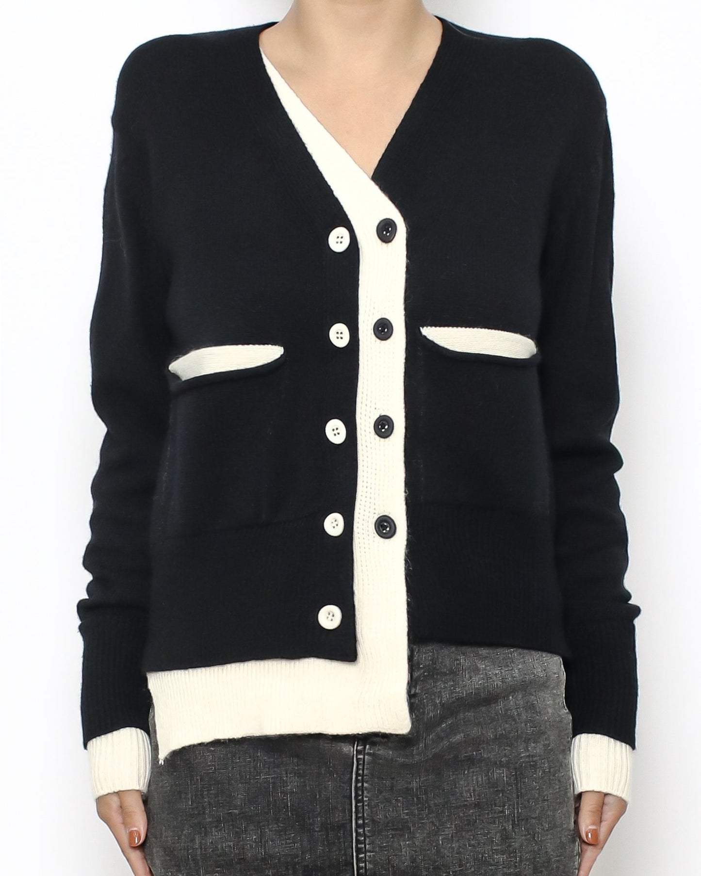 black & ivory layers knitted cardigan *pre-order*