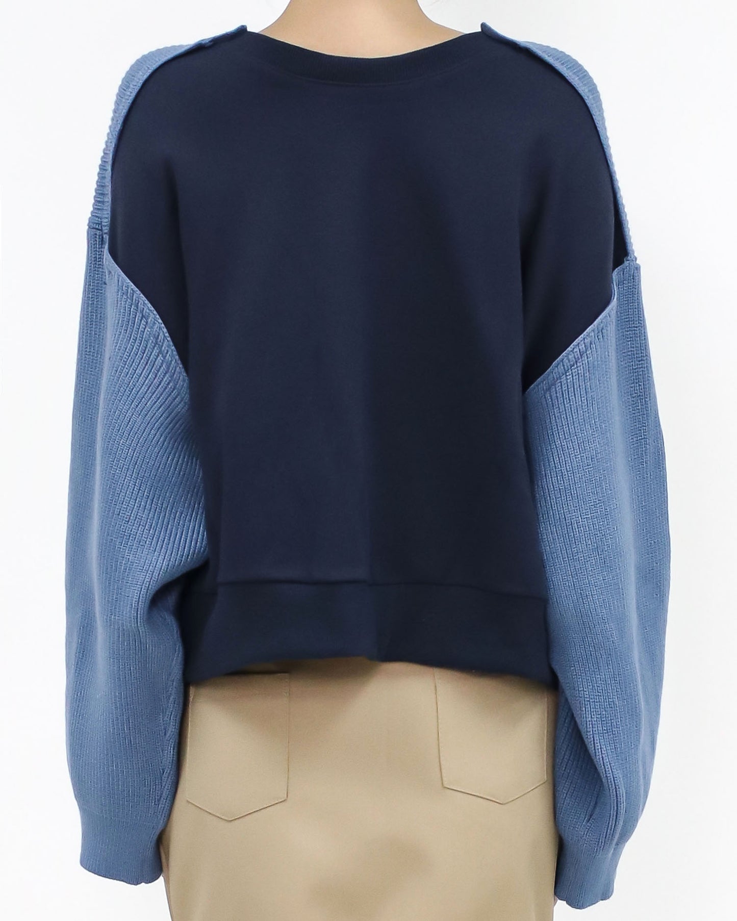 blue knitted & navy swaetshirt