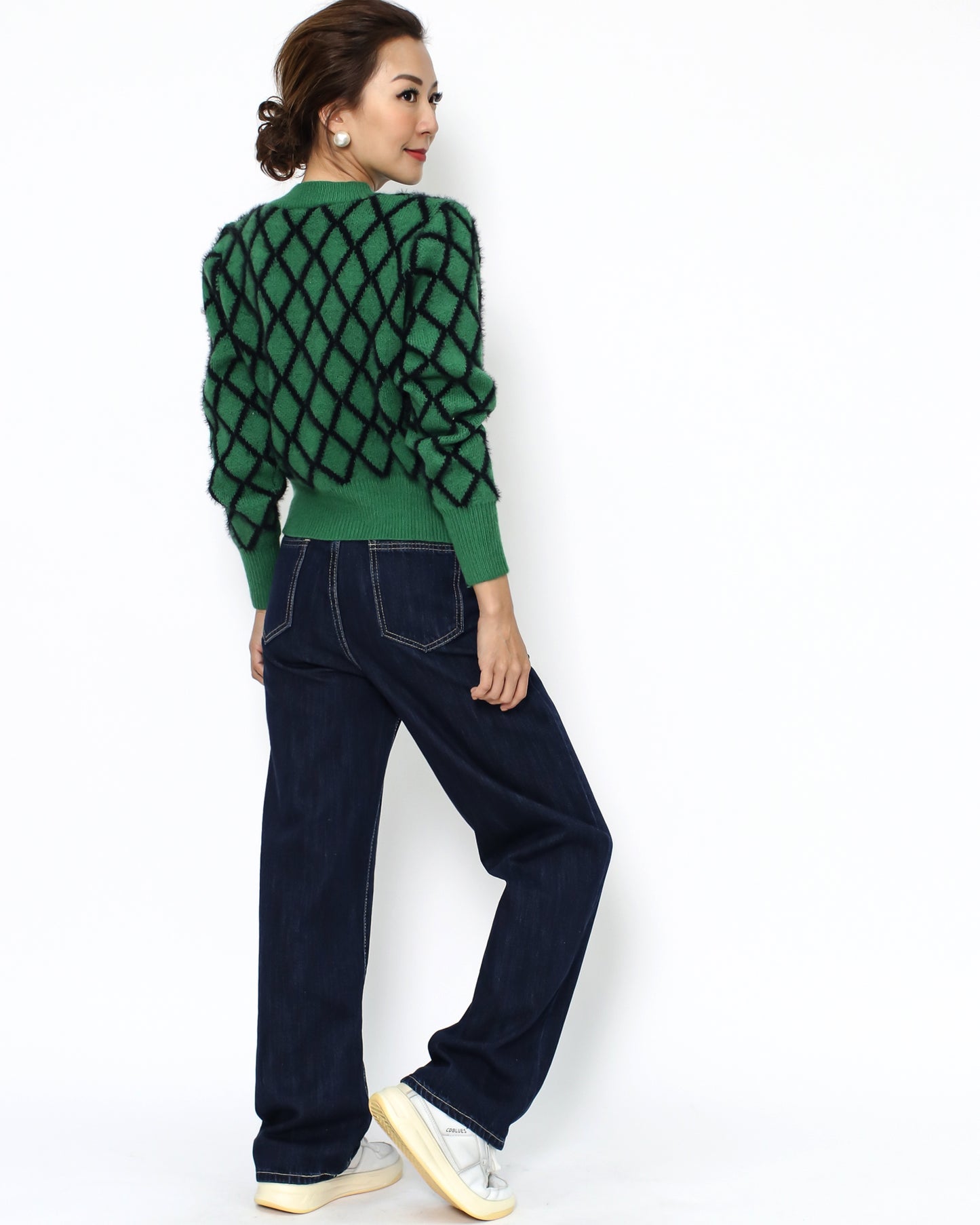green checkers bows knitted cardigan *pre-order*