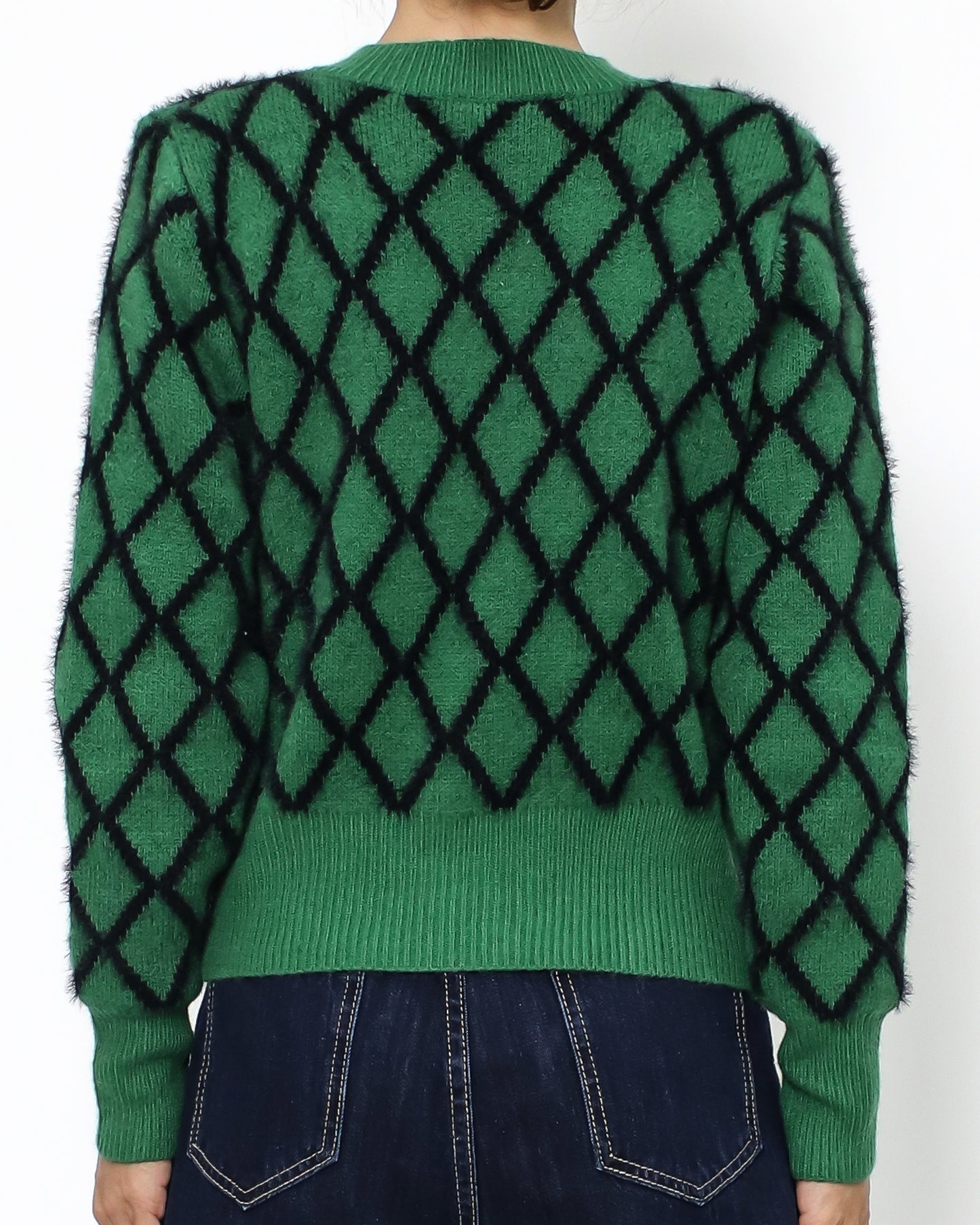 green checkers bows knitted cardigan *pre-order*