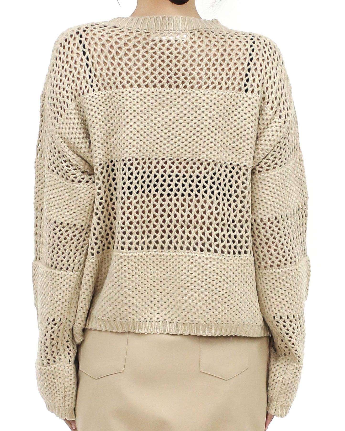 beige panel crochet knitted top *pre-order*