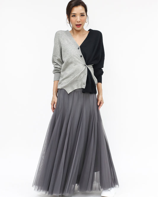 grey longline mesh skirt *pre-order*