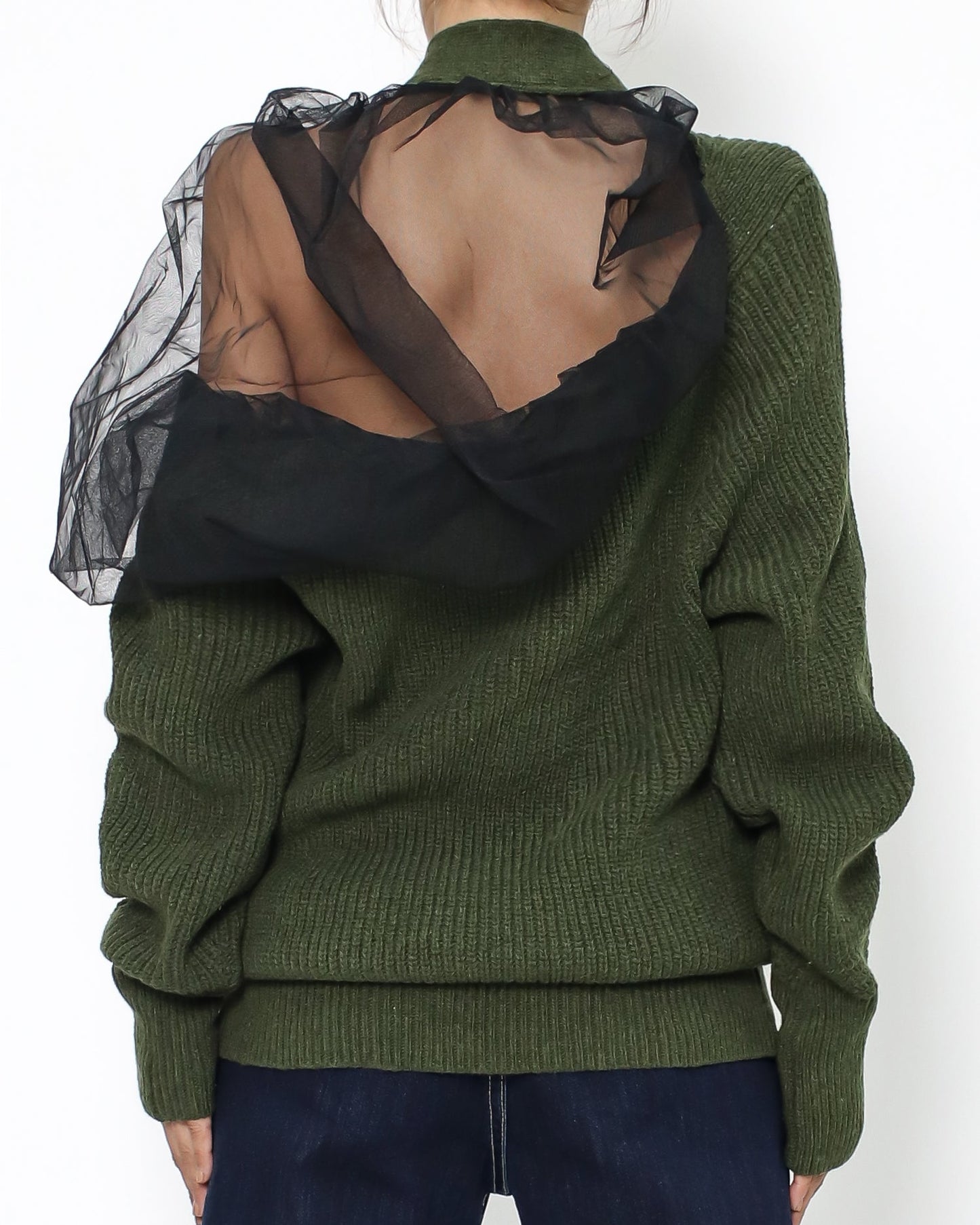 green knitted & mesh top *pre-order*