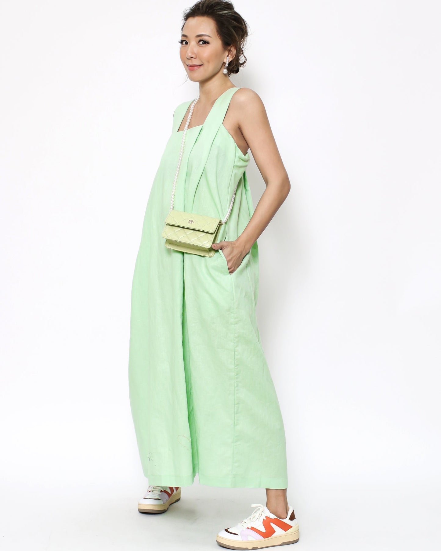 light green linen strappy dress *pre-order*