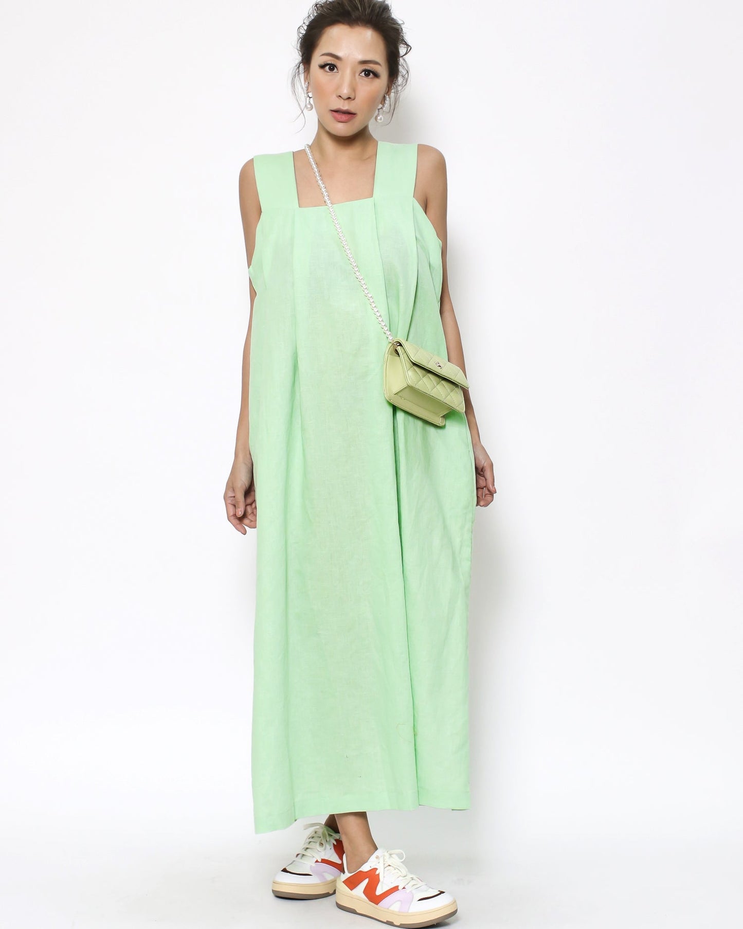 light green linen strappy dress *pre-order*