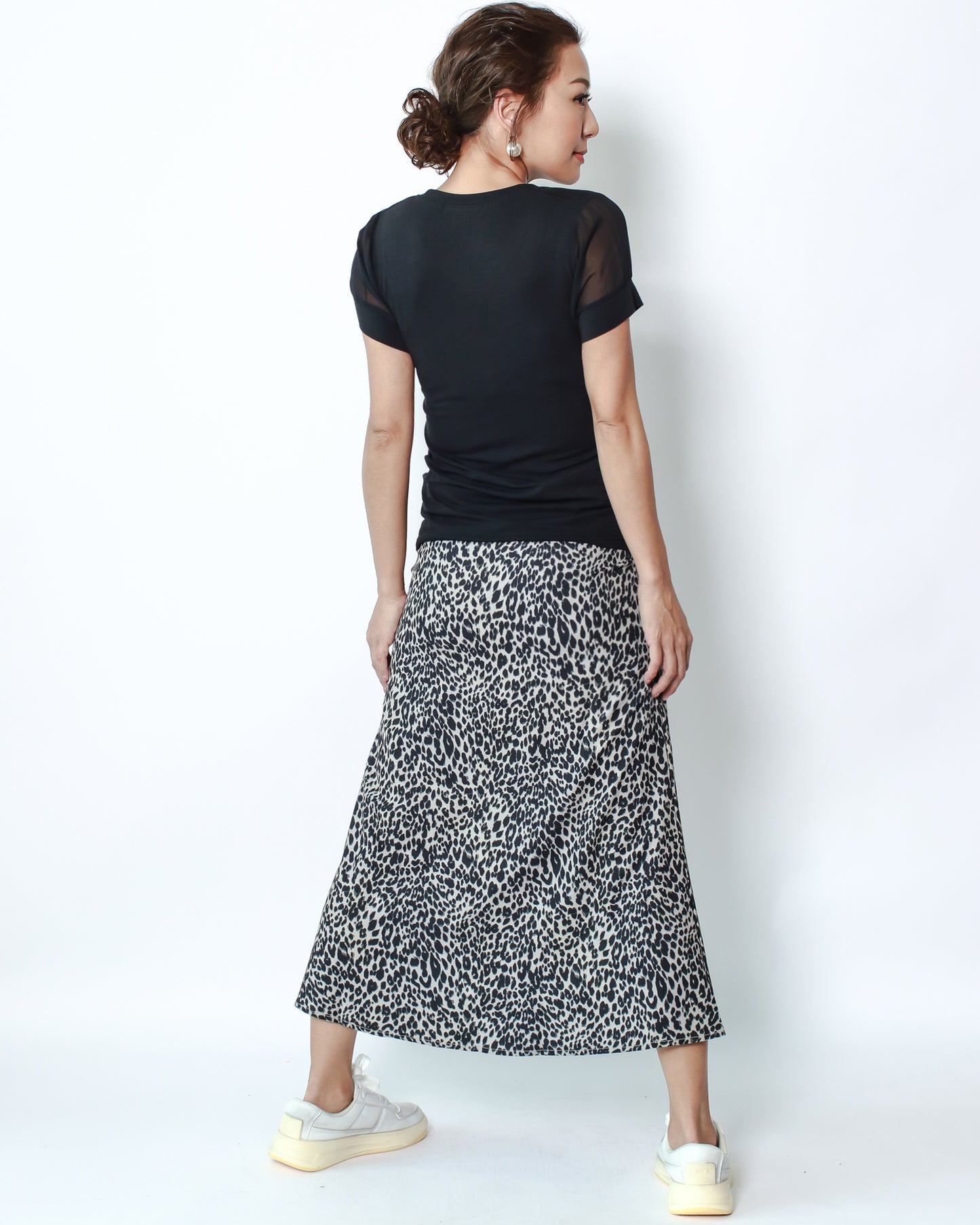leopard slinky longline skirt *pre-order*
