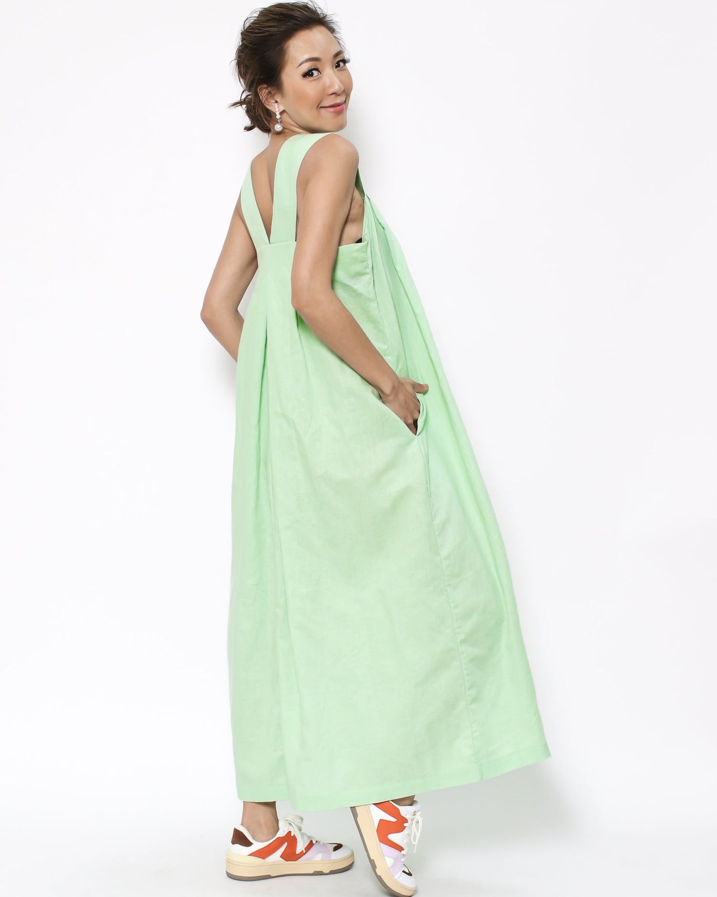 light green linen strappy dress *pre-order*