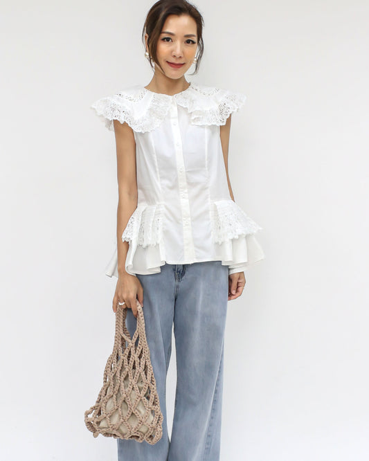 ivory crochet shirt top *pre-order*