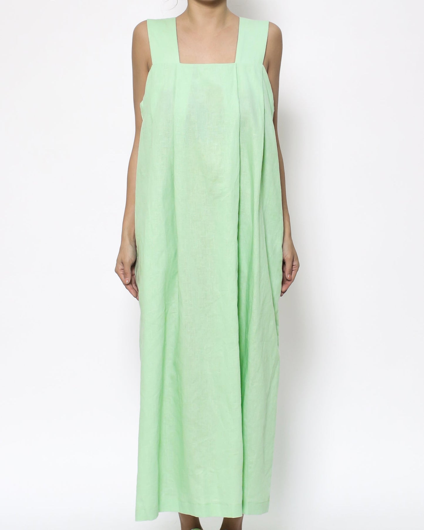 light green linen strappy dress *pre-order*