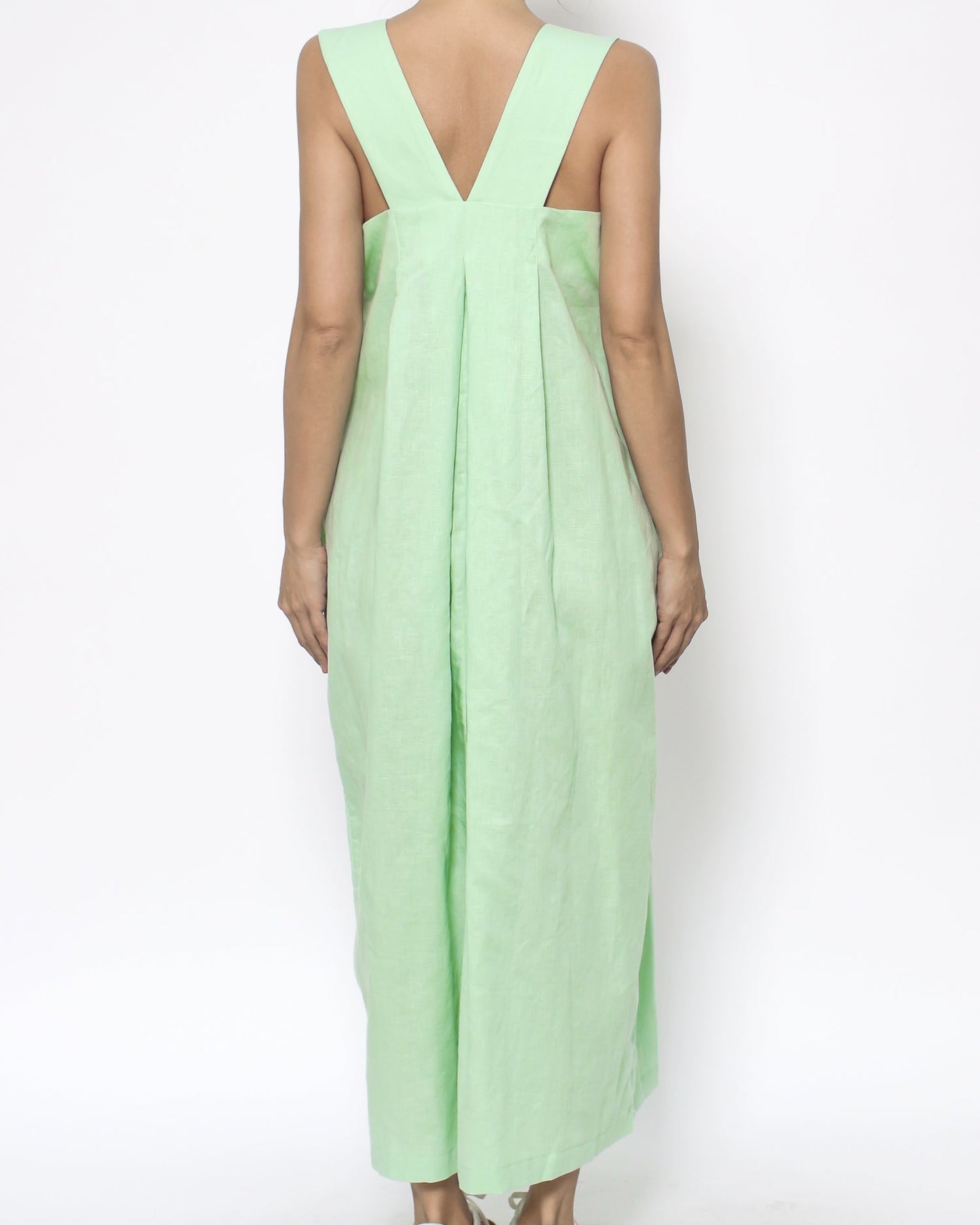light green linen strappy dress *pre-order*