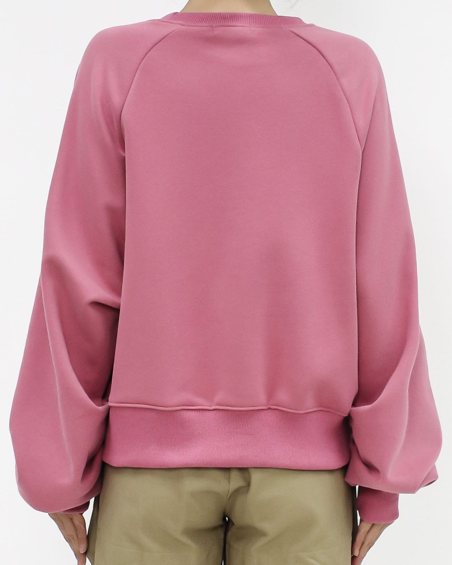pink ruched sleeves fleece sweatshirt *ptr-order*