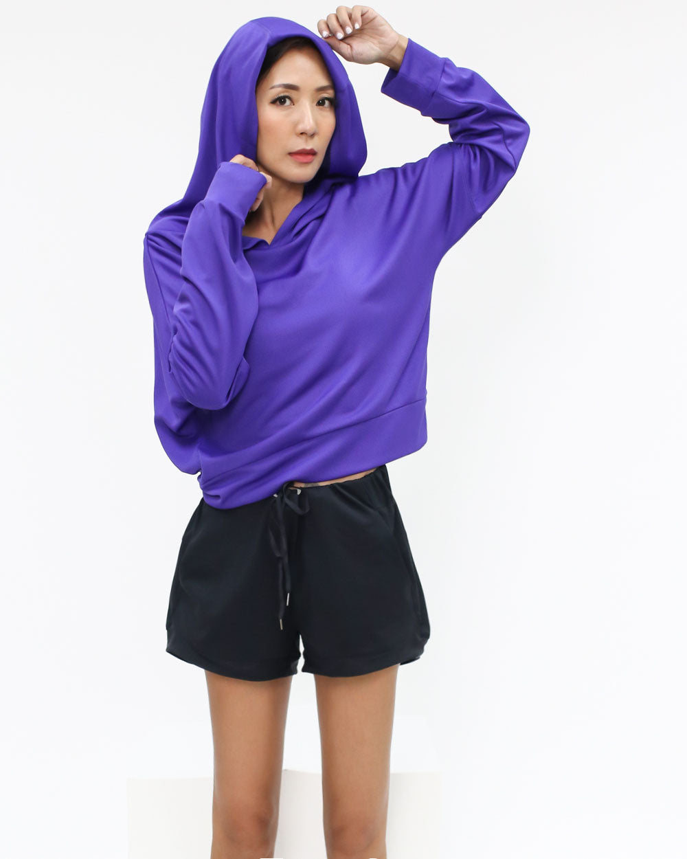 purple cutout back hoodie sports top *pre-order*