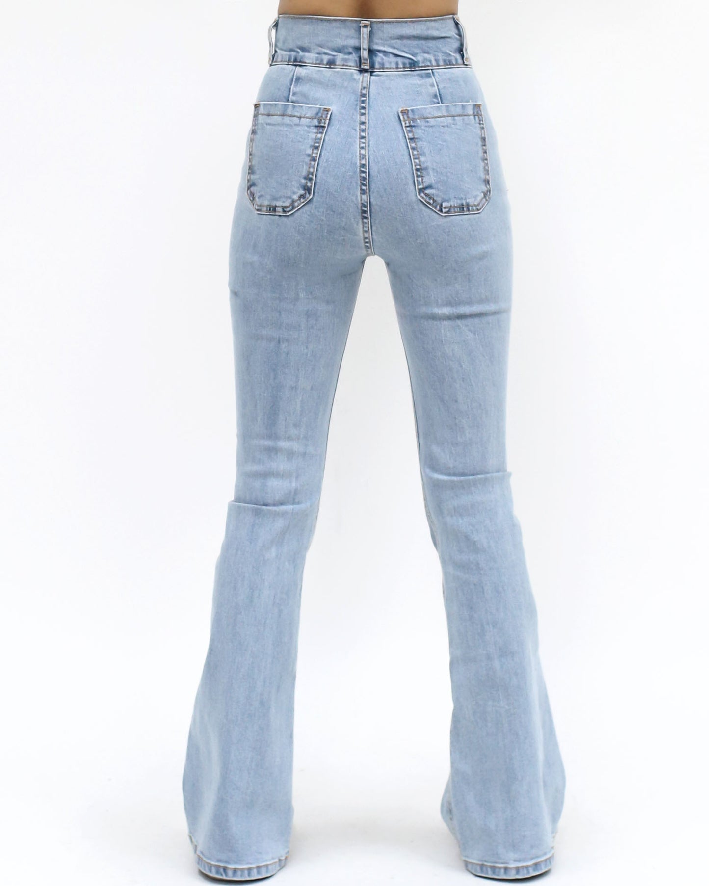 blue denum high rise flare jeans - S / L