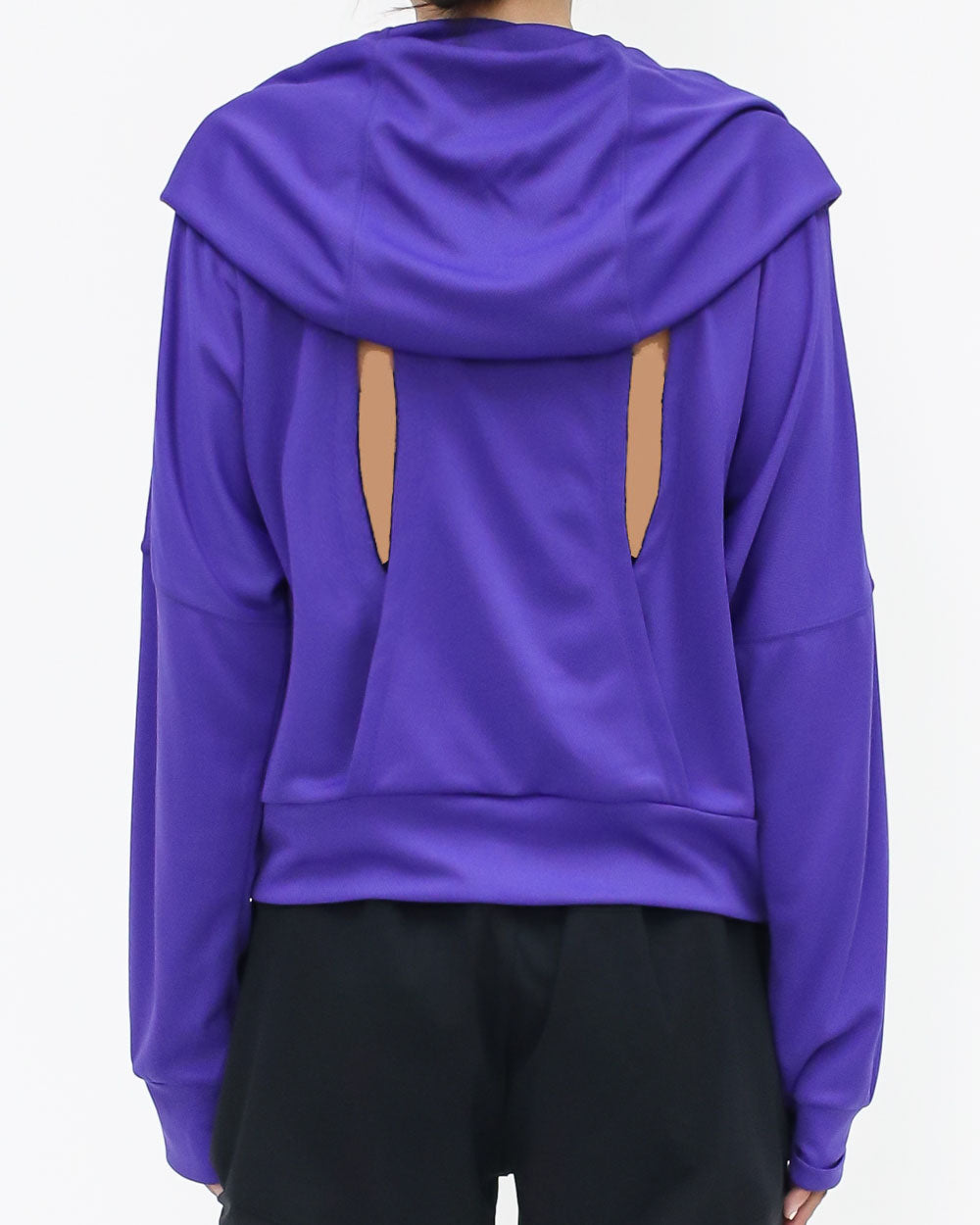 紫色鏤空後背連帽衫運動上衣 *預購*
