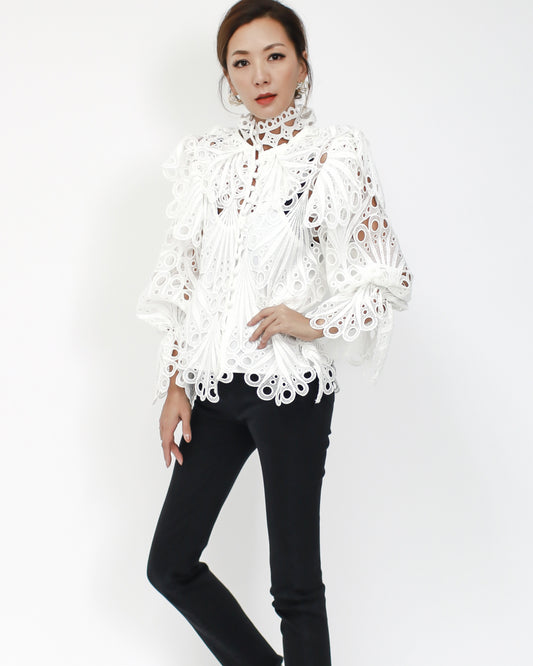 white crochet high neck top *pre-order*