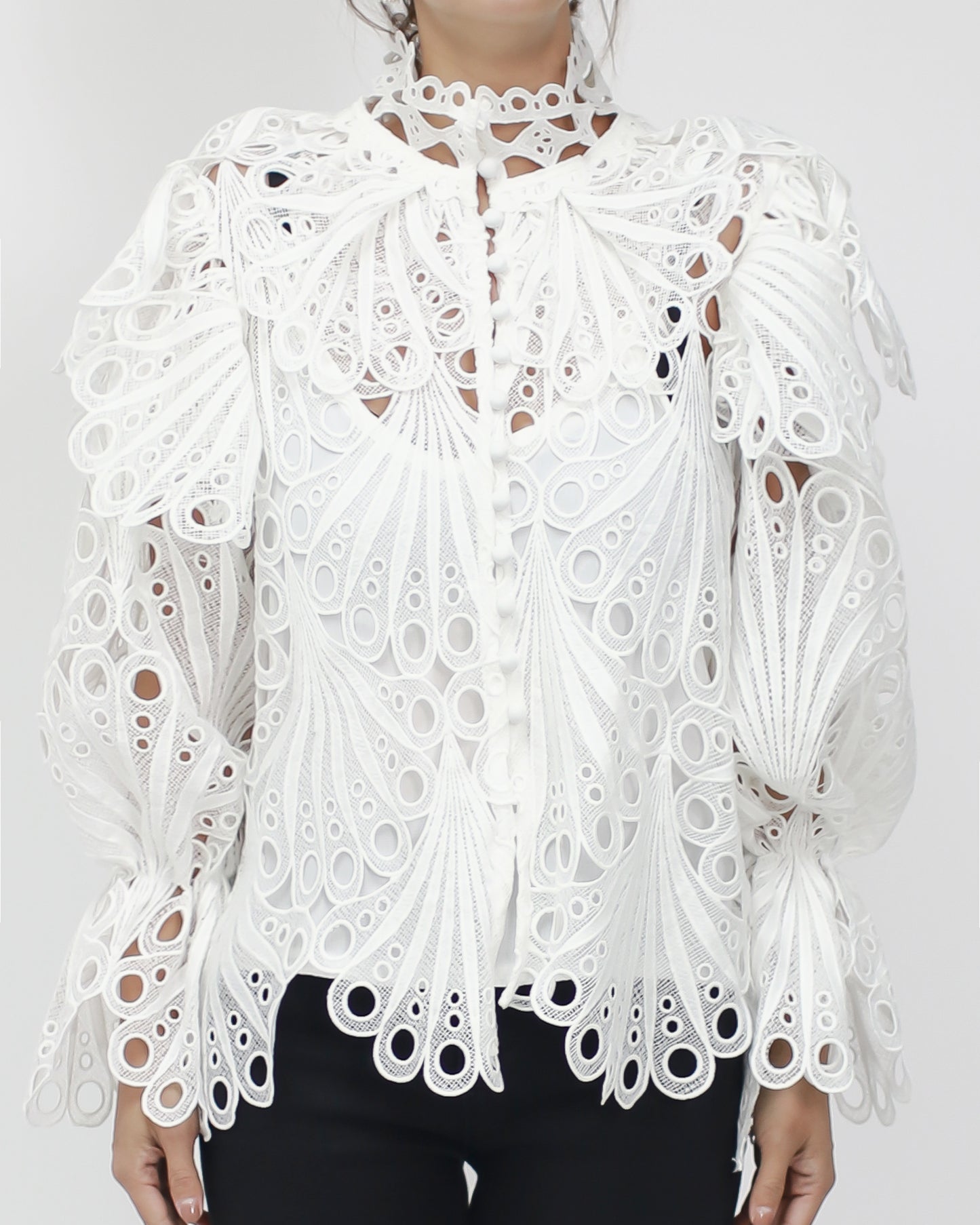 white crochet high neck top *pre-order*