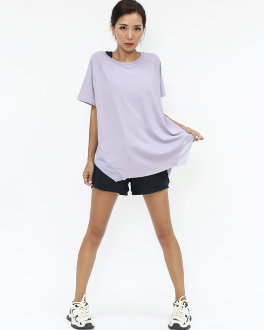 lilac mesh hem sports top *pre-order*