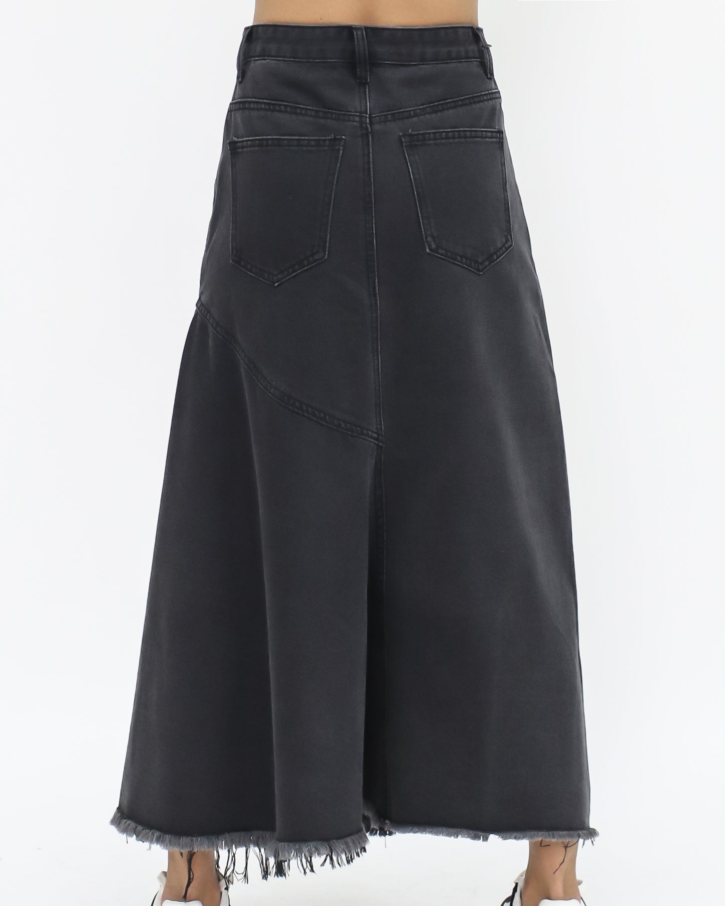 washed denim black frill skirt *pre-order*