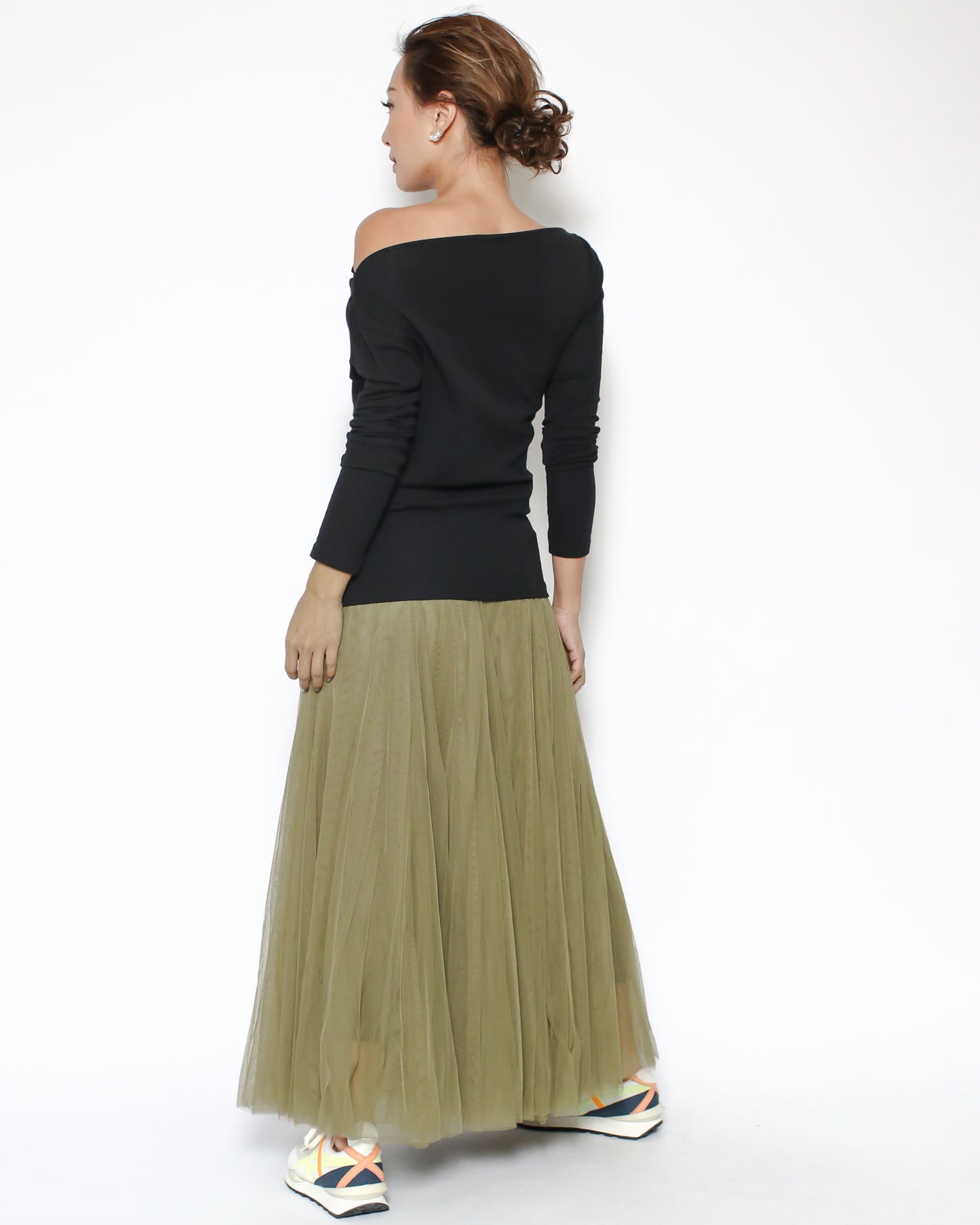 olive green mesh midi skirt *pre-order*