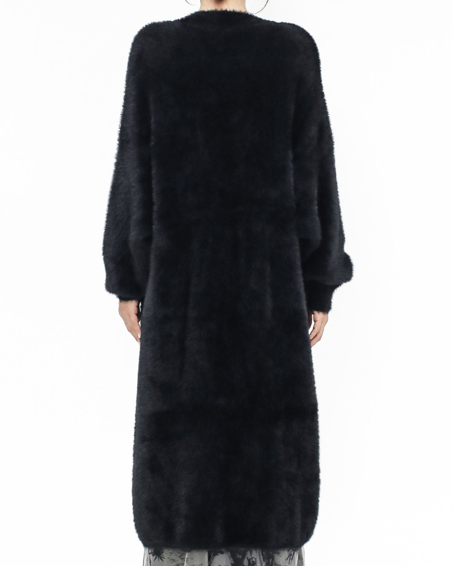 black fluffy knitted longline cardigan *pre-order*