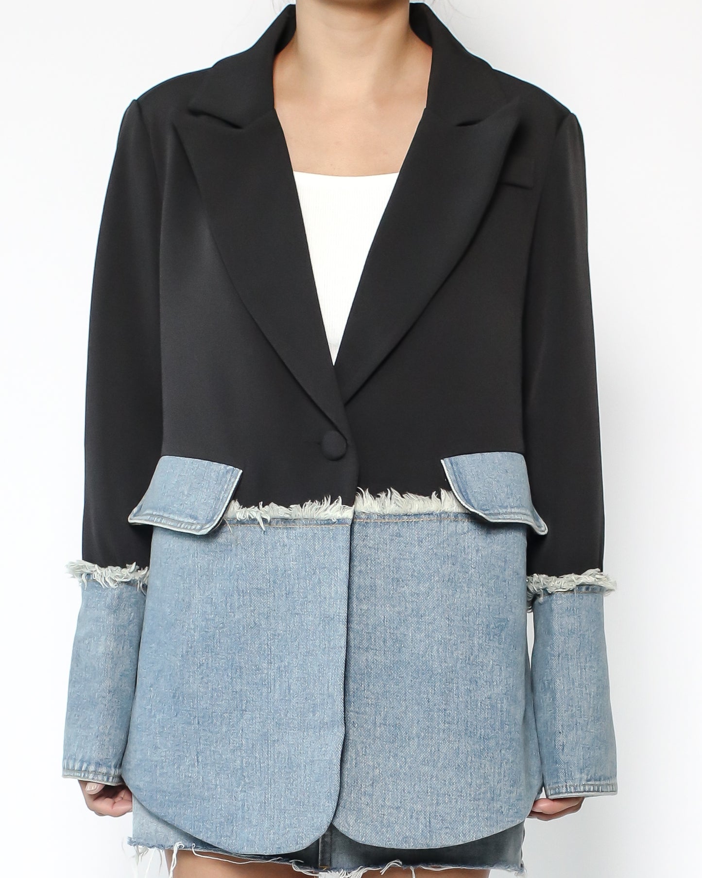 black & denim contrast blazer *pre-order*