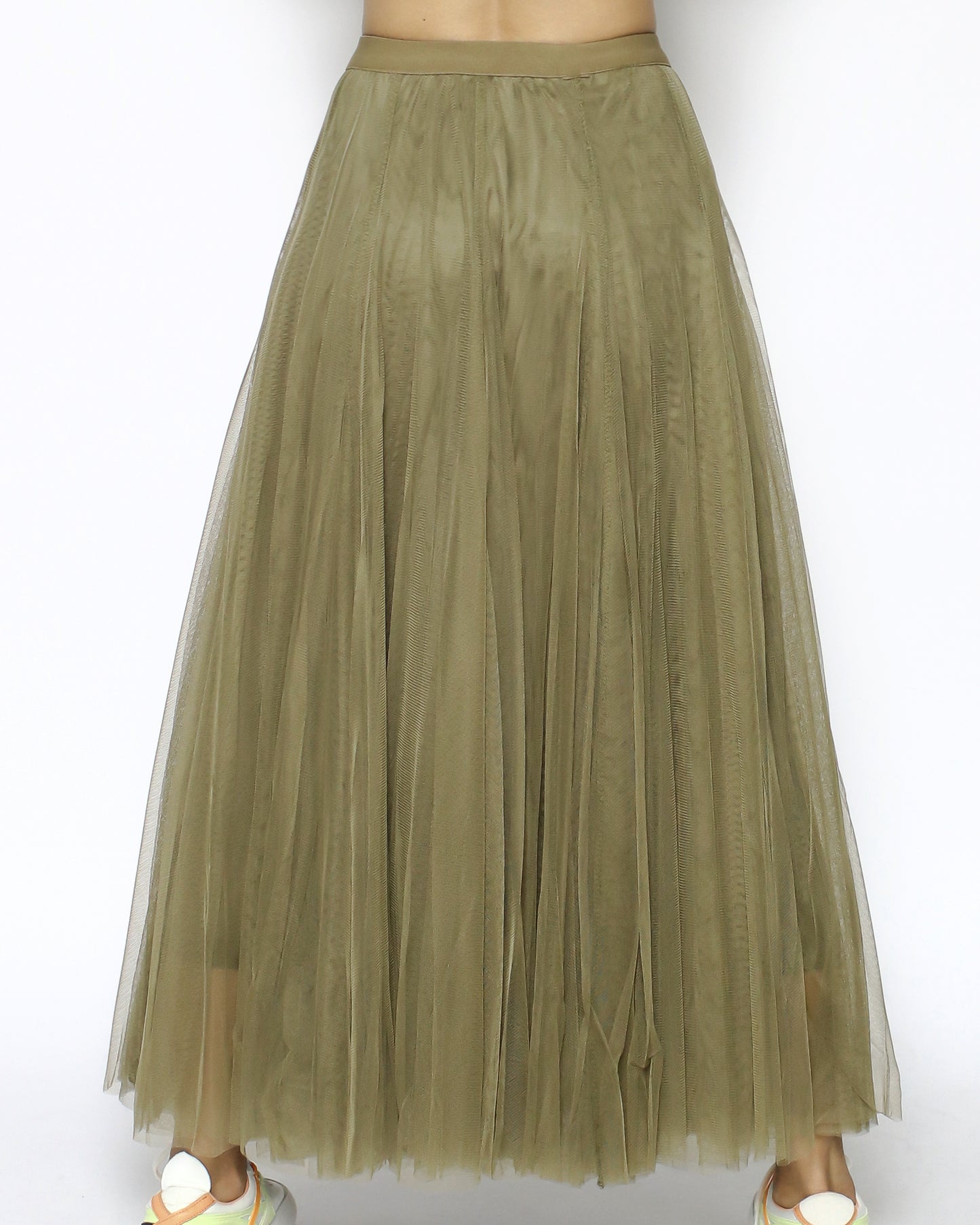 olive green mesh midi skirt *pre-order*