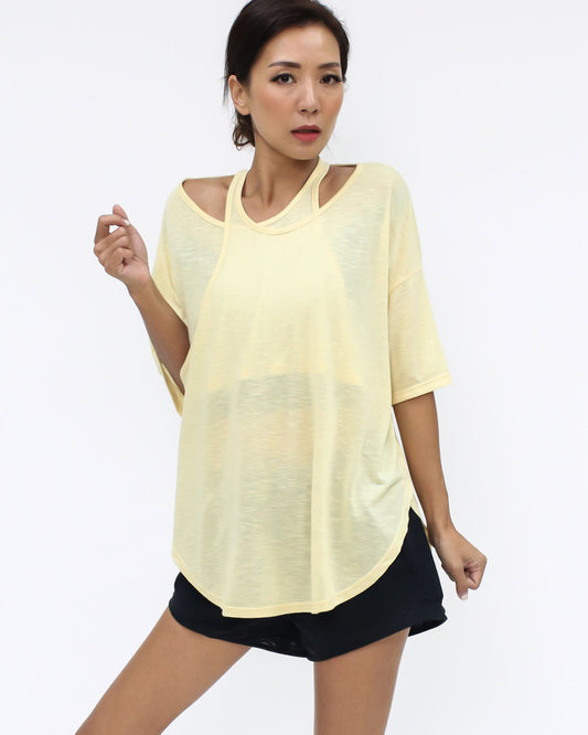 yellow cutout sports top *pre-order*