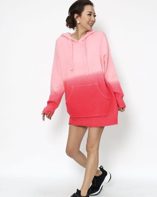 pink ombre hoodie knitted top *pre-order*