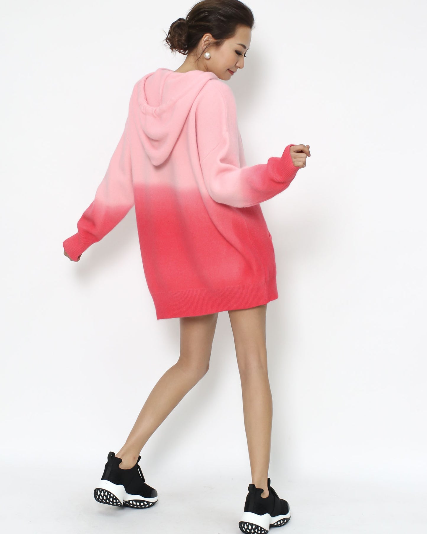 pink ombre hoodie knitted top *pre-order*