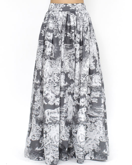 grey & ivory printed maxi skirt *pre-order*