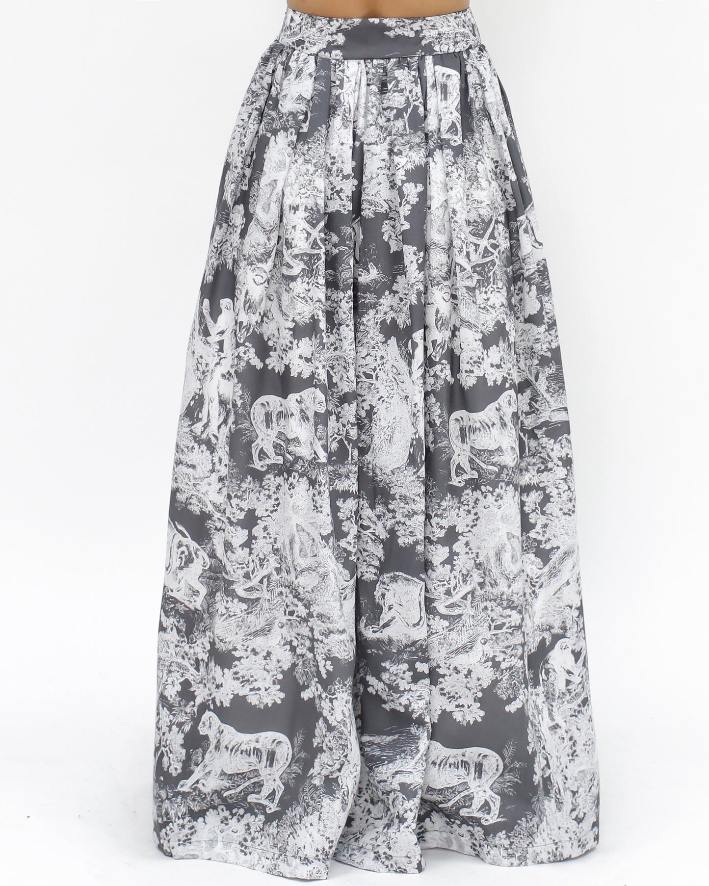 grey & ivory printed maxi skirt *pre-order*